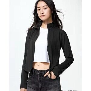 Uniqlo Women AIRism Soft Full-Zip Jacket Black Medium